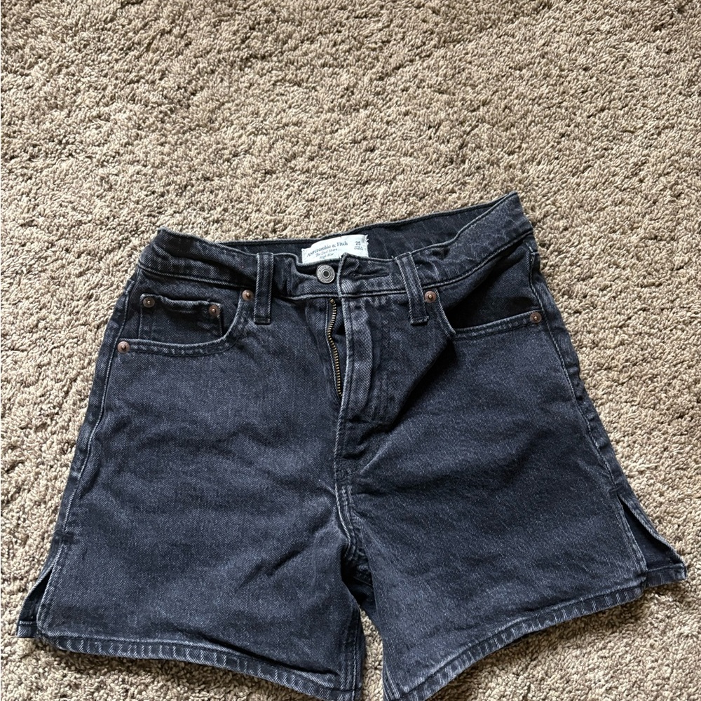 Abercrombie & Fitch Charcoal High-Rise Denim Shorts
